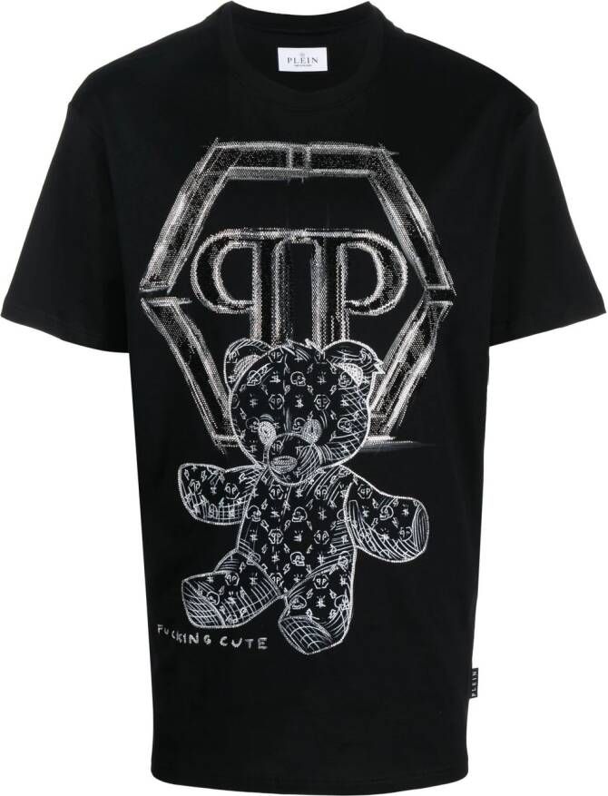 Philipp Plein T-shirt met logo van stras Zwart