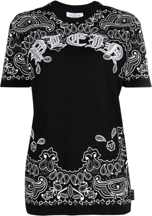 Philipp Plein Top met paisley-print Zwart