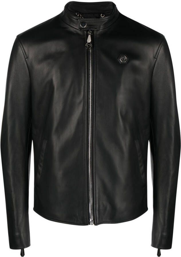 Philipp Plein Leren jack Zwart