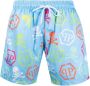 Philipp Plein Zwembroek met logoprint Blauw - Thumbnail 1