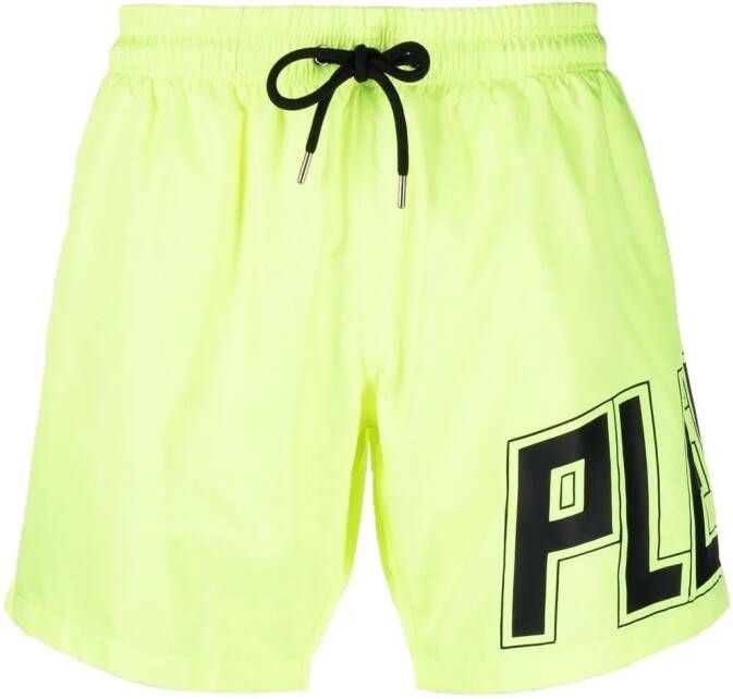 Philipp Plein Zwembroek met logoprint Geel