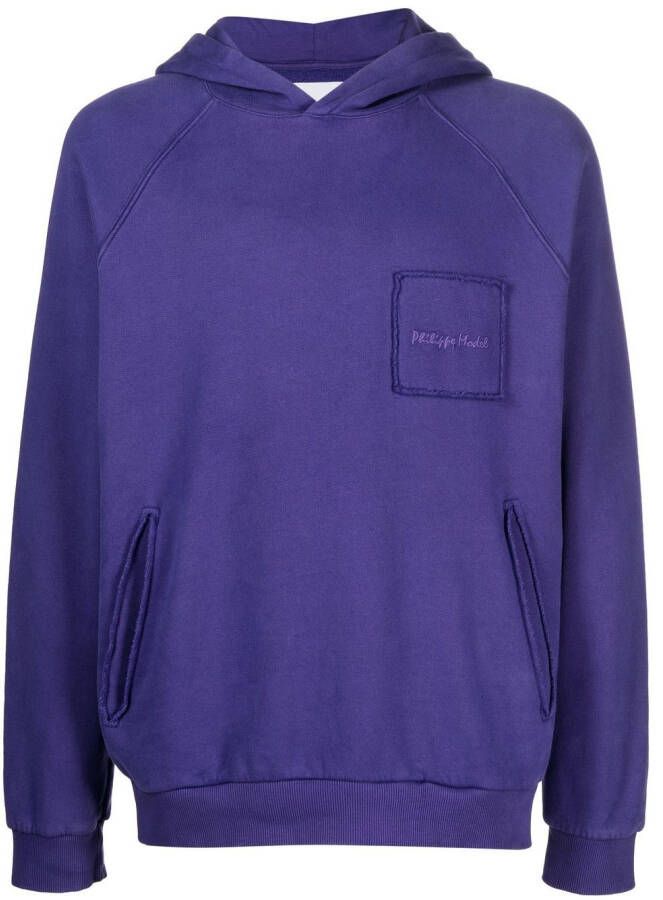 Philippe Model Paris Hoodie met geborduurd logo Paars