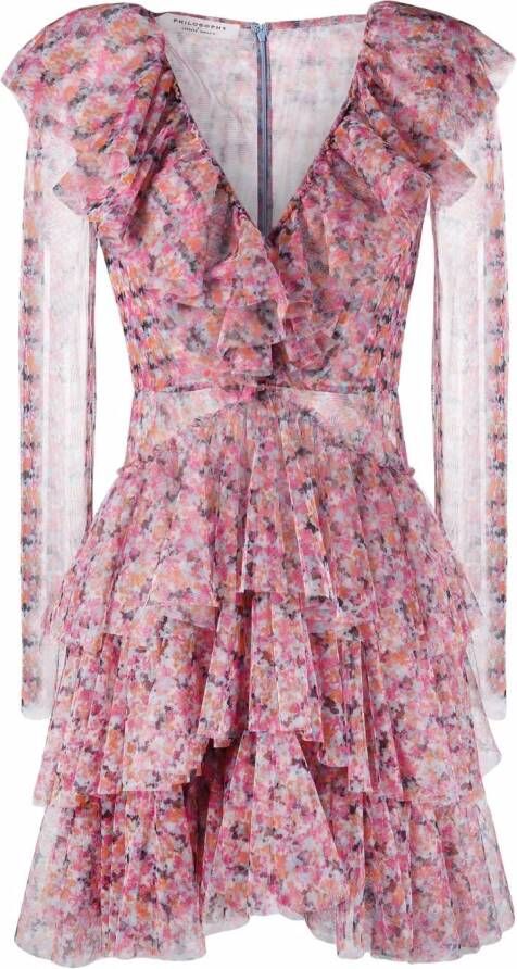 Philosophy Di Lorenzo Serafini Jurk met bloemenprint Roze