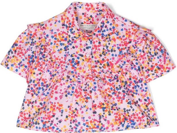 Philosophy Di Lorenzo Serafini Kids Shirt met bloe print Roze