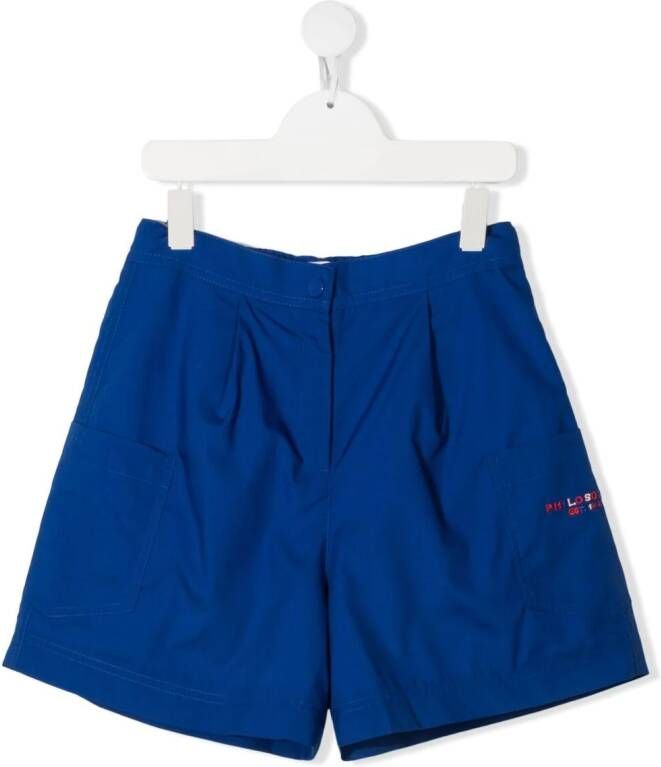 Philosophy Di Lorenzo Serafini Kids Shorts verfraaid met logo Blauw