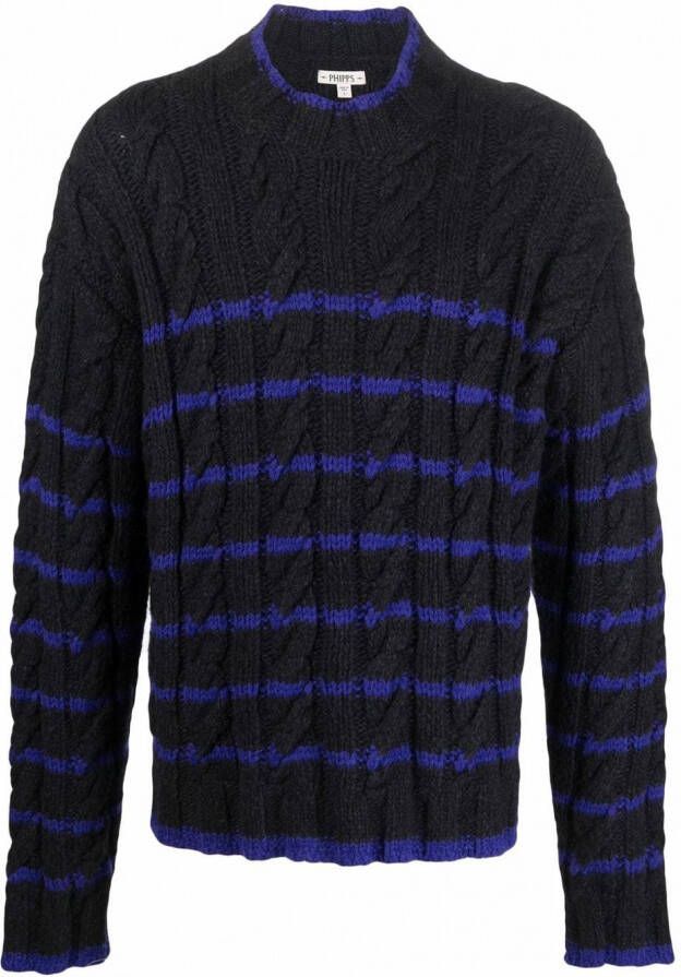 Phipps Gebreide kabeltrui Zwart