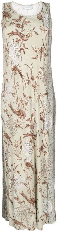 Pierre-Louis Mascia Midi-jurk met botanische print Beige