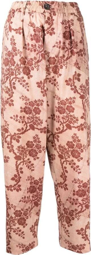 Pierre-Louis Mascia Broek met bloemenprint Bruin