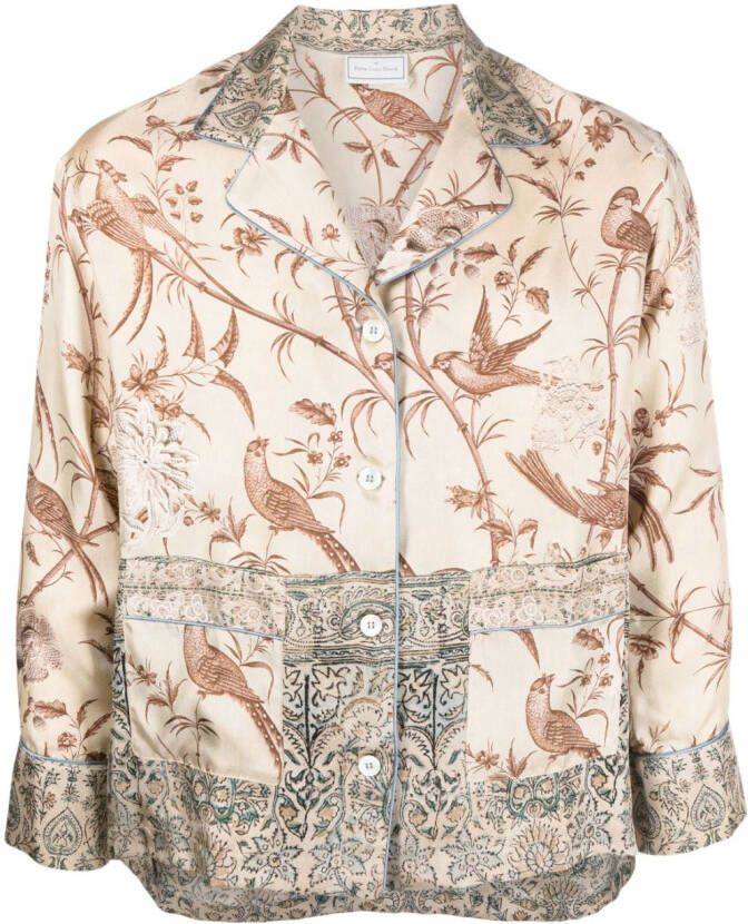 Pierre-Louis Mascia Shirt met bloe print Beige