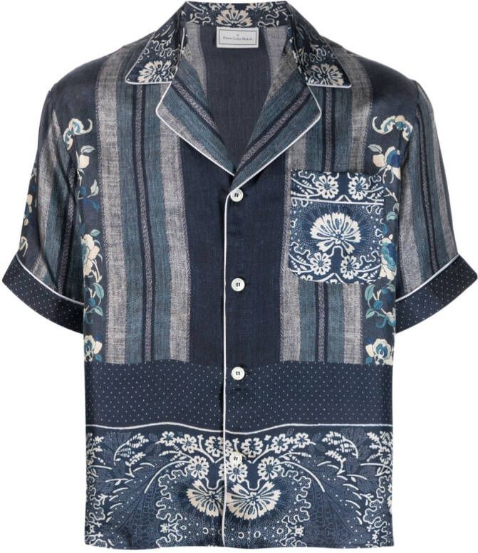 Pierre-Louis Mascia Shirt met bloe print Blauw