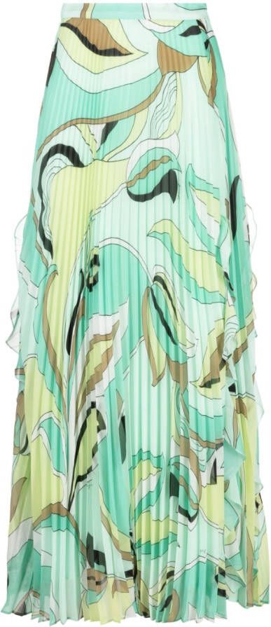 PINKO Plooirok met abstracte print Groen