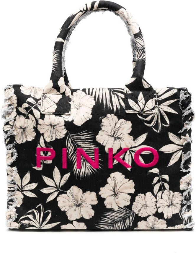 PINKO Beach shopper met bloemenprint Zwart