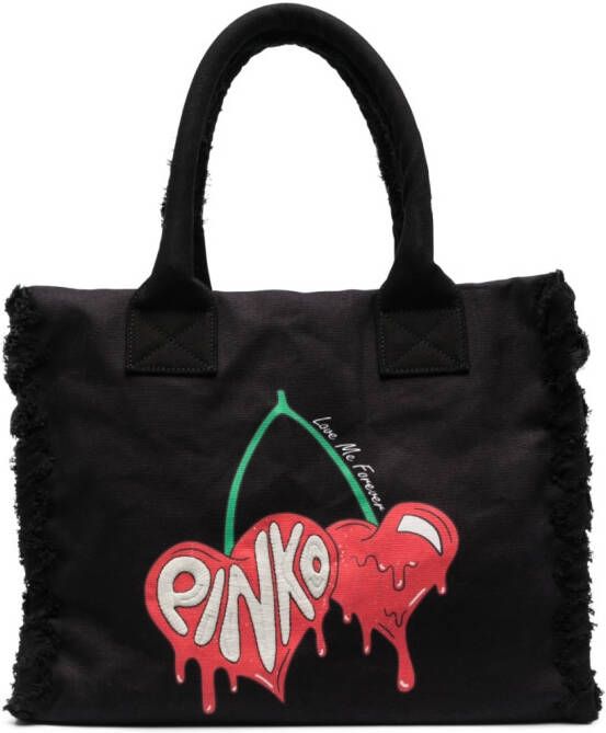 PINKO Shopper met logoprint Zwart