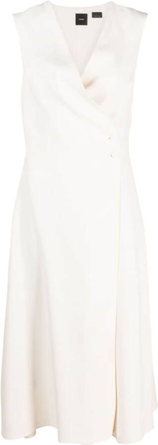 PINKO button-up crepe wrap dress Beige