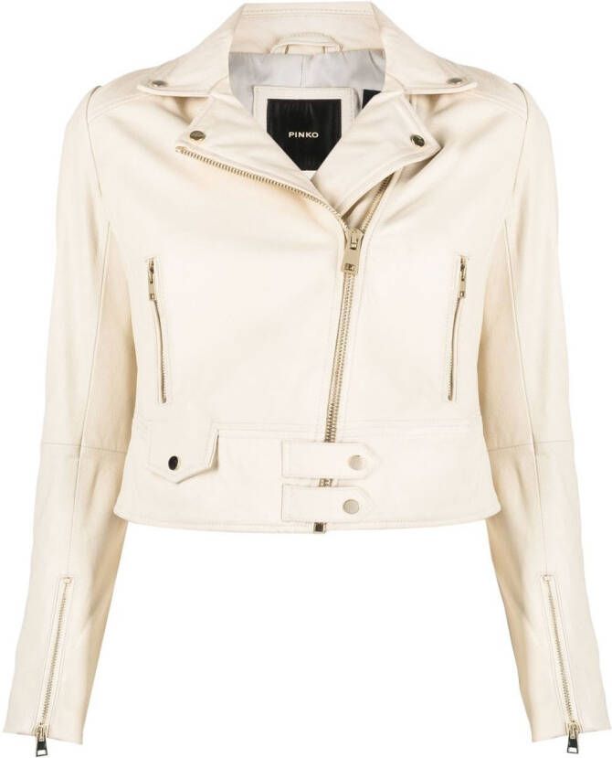 PINKO Cropped bikerjack Beige