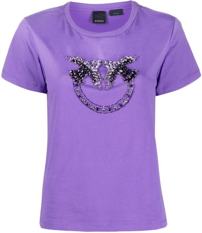 PINKO T-shirt verfraaid met kristallen Paars