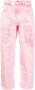 PINKO distressed tapered-leg jeans Roze