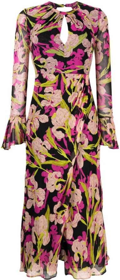 PINKO Midi-jurk met bloemenprint Zwart
