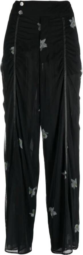 PINKO Broek met bloemenprint Zwart