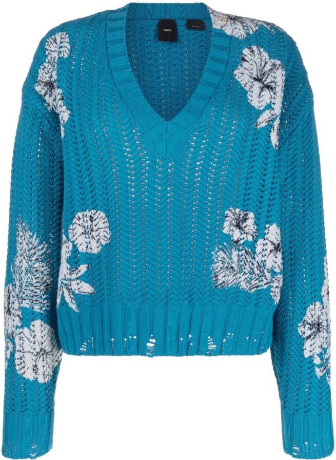 PINKO Trui met bloemenprint Blauw