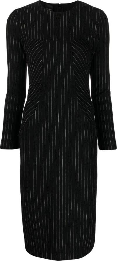 PINKO Gestreepte midi-jurk Zwart