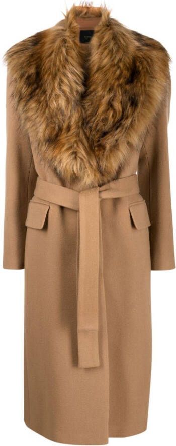 PINKO Jas met ceintuur Bruin