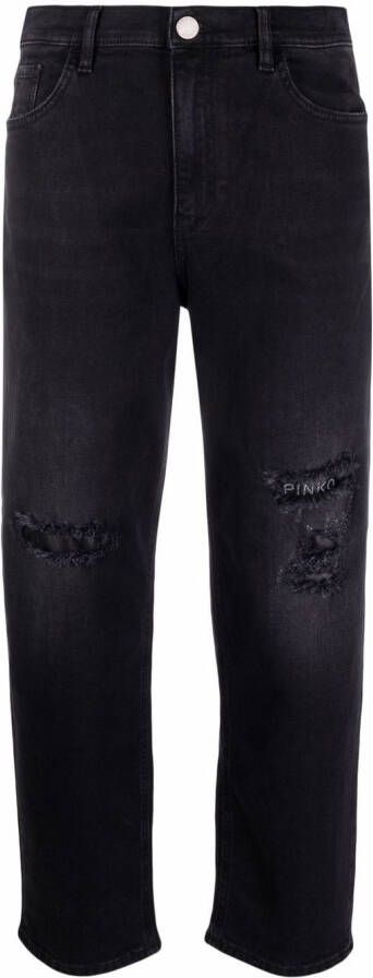 PINKO Jeans met gerafeld effect dames Spandex Elastane Polyester katoenkatoen 24 Zwart