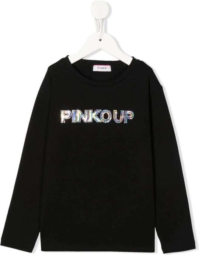 Pinko Kids Sweater met logo applicatie Zwart
