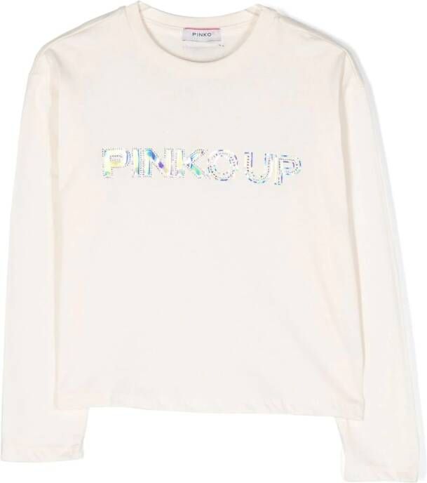 Pinko Kids Sweater met logo Beige