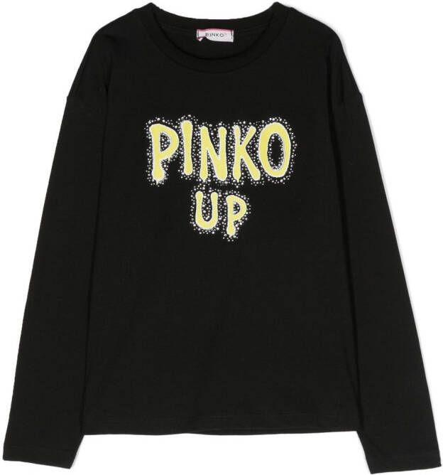 Pinko Kids T-shirt met logoprint Zwart