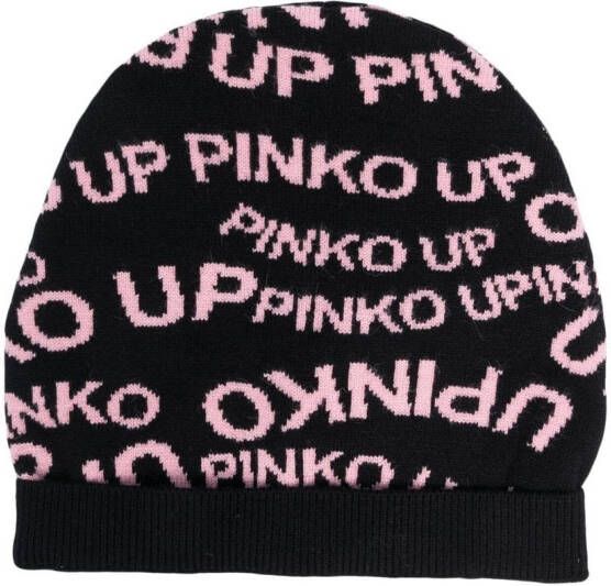 Pinko Kids Muts met jacquard logo Zwart