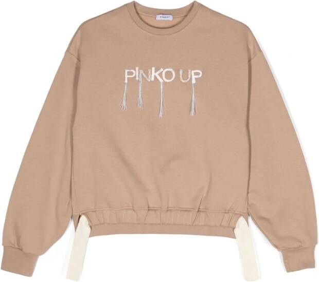 Pinko Kids Sweater met geborduurd logo Bruin