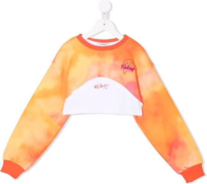 Pinko Kids Sweater met tie-dye print Oranje