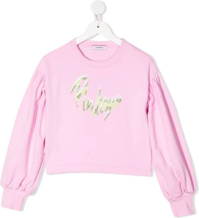 Pinko Kids T-shirt met logoprint Roze
