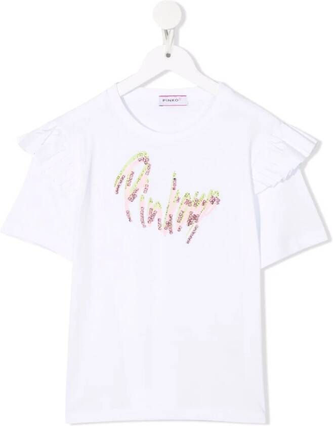 Pinko Kids T-shirt met logoprint Wit