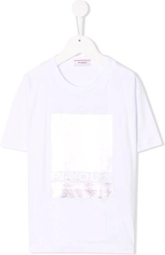 Pinko Kids T-shirt met metallic detail Wit
