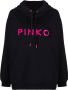 PINKO logo-appliqué cotton hoodie Zwart - Thumbnail 1