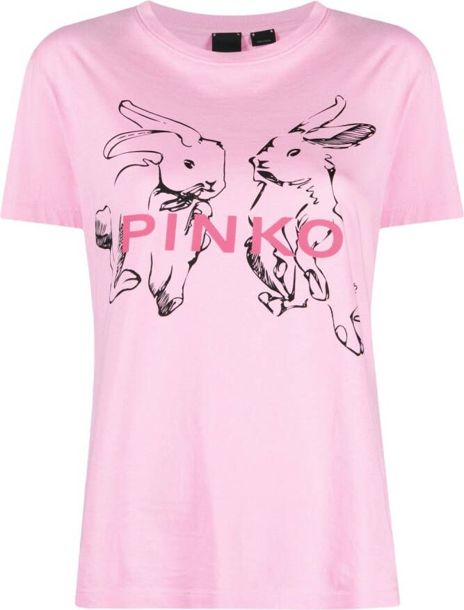 PINKO T-shirt met logoprint Roze