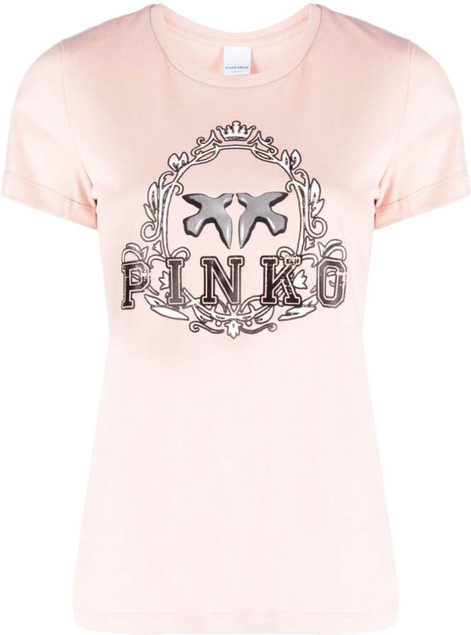 PINKO T-shirt met logoprint Roze