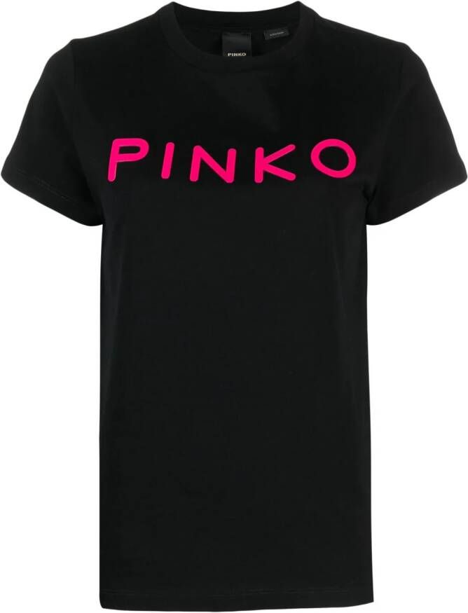 PINKO logo-print cotton T-shirt Zwart