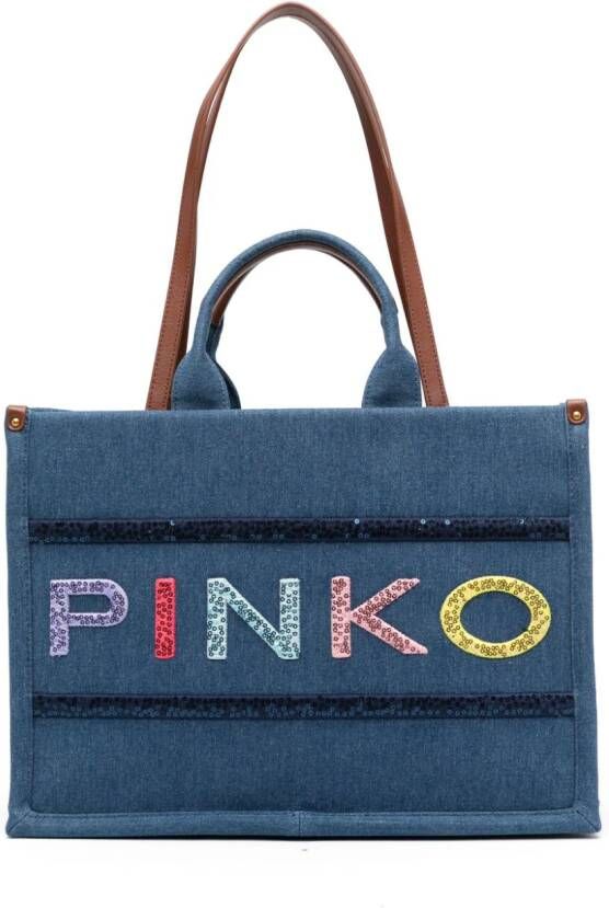 PINKO Shopper met pailletten Blauw