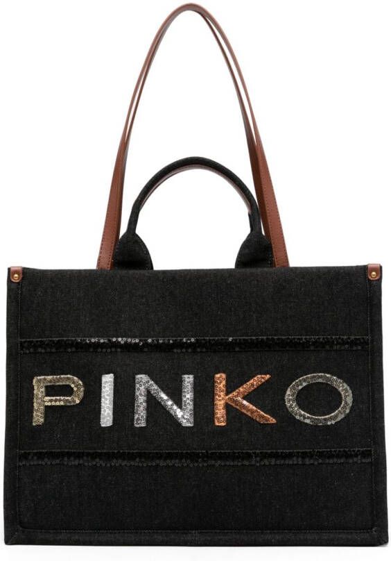 PINKO Shopper met pailletten Zwart