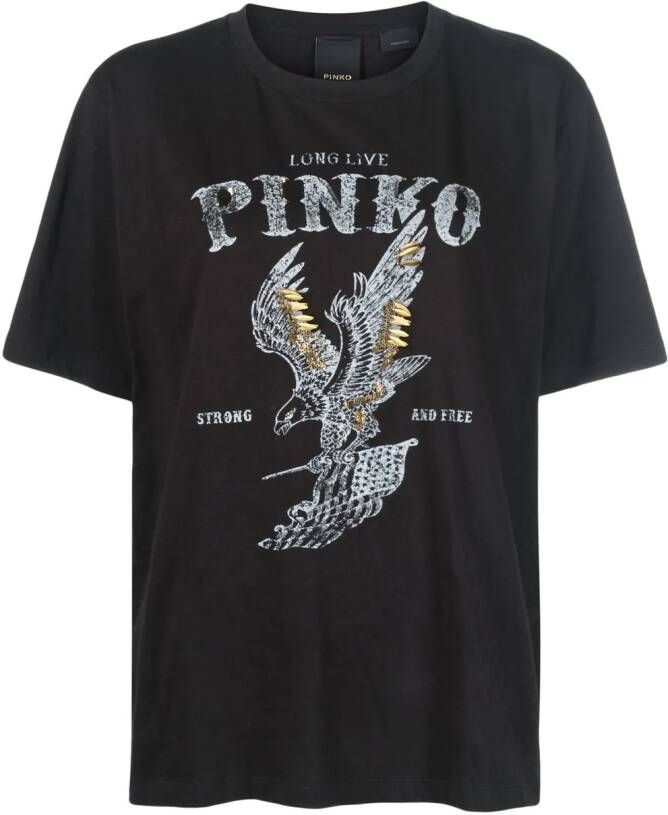 PINKO T-shirt met print Zwart