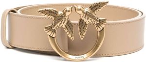 PINKO Love Berry logo-plaque leather belt Beige