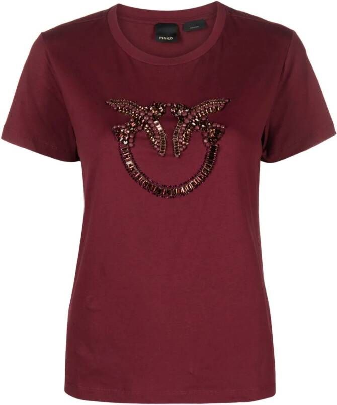 PINKO T-shirt met kralen Rood