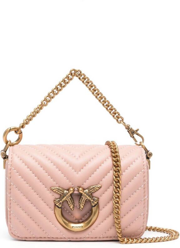 PINKO Love Birds quilted-leather mini bag Roze
