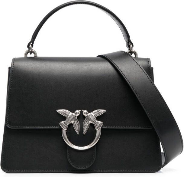 PINKO Love Birds leren shopper Zwart