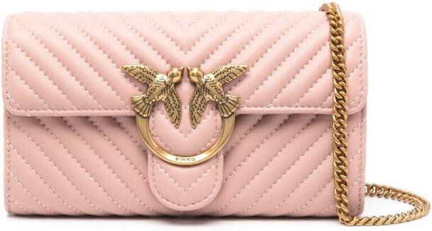 PINKO Love One leren crossbodytas Roze