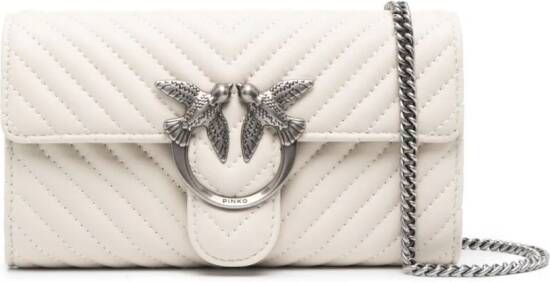 PINKO Love One leren schoudertas Beige