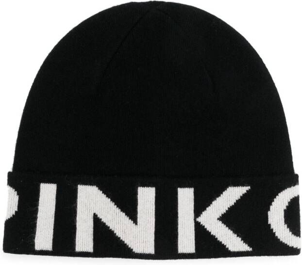PINKO Muts met intarsia logo Zwart